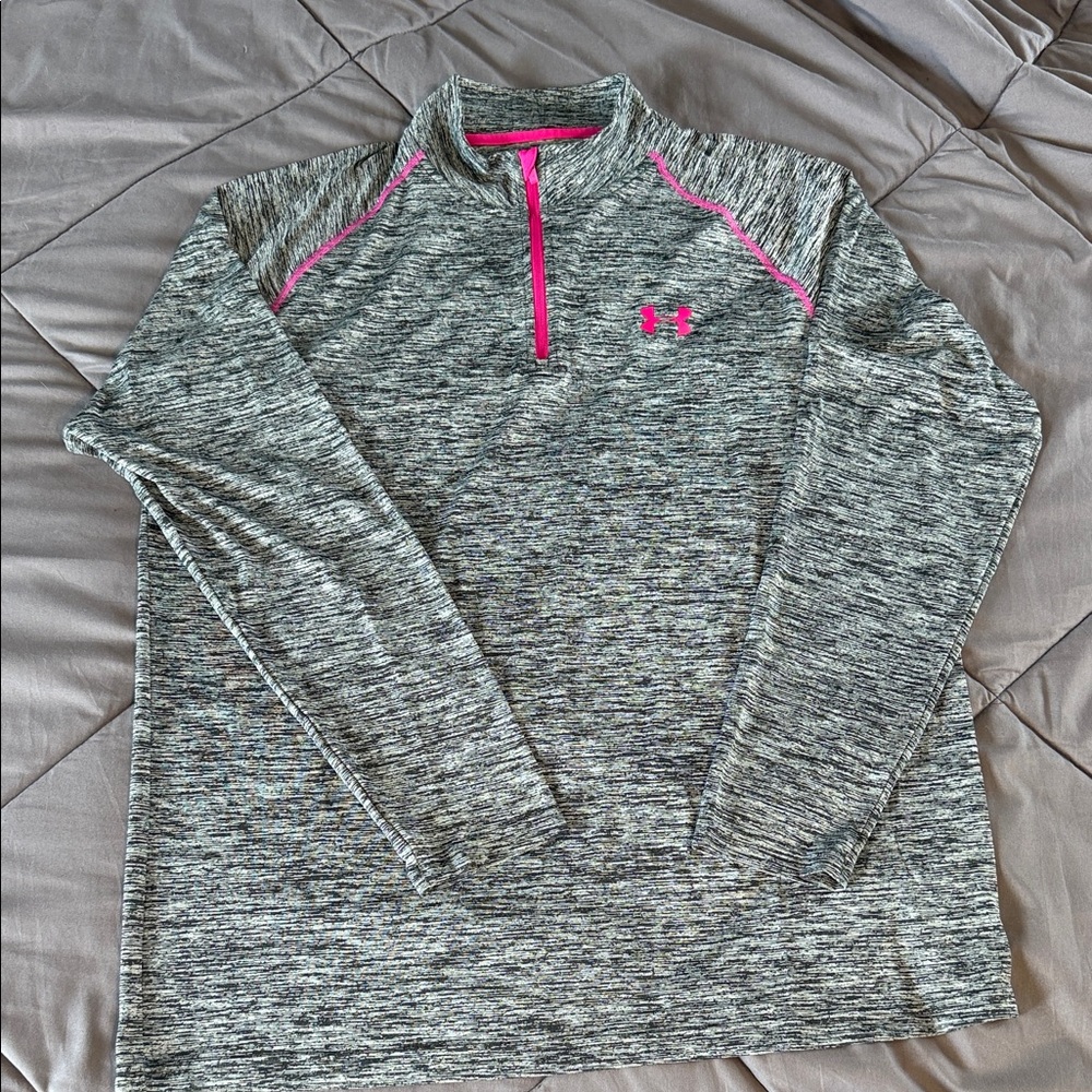 Under Armour Heathered Gray with Pink Accents Pullover size L